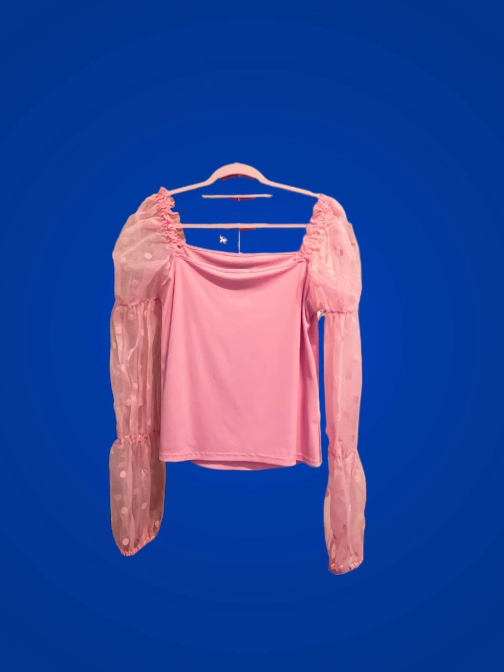 Eloquii Pink Off-Shoulder Sheer Puff-Sleeve Blouse NWOT  14/16